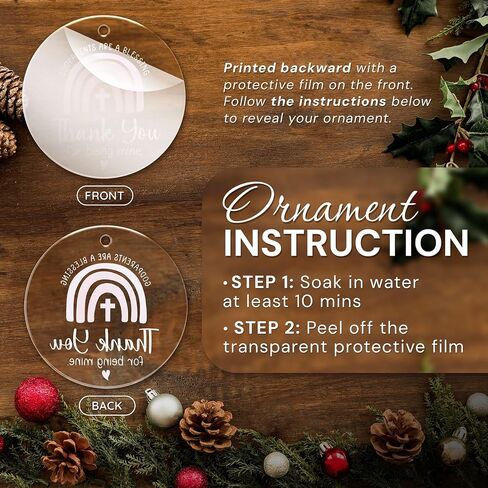 Godmother Gifts from Godchild, Goddaughter, Godson - Godmother Ornament Thank You for Being Mine, Best Godmother Gifts for Sister, Aunt, Godmother Present Idea Christmas - Acrylic Ornament 2024 in Saudi Arabia