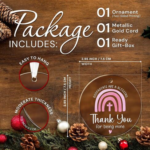 Godmother Gifts from Godchild, Goddaughter, Godson - Godmother Ornament Thank You for Being Mine, Best Godmother Gifts for Sister, Aunt, Godmother Present Idea Christmas - Acrylic Ornament 2024 in Saudi Arabia