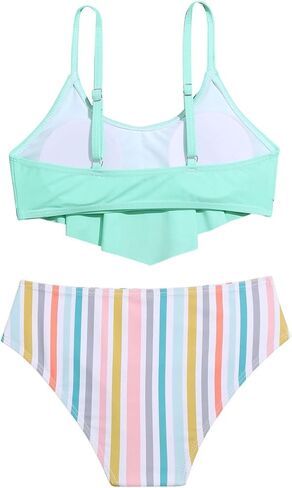 SHENHE Girl's 2 Piece Bikini Sets Swimsuit Bathing Suit Strap Ruffle Hem Tankini Set in Saudi Arabia