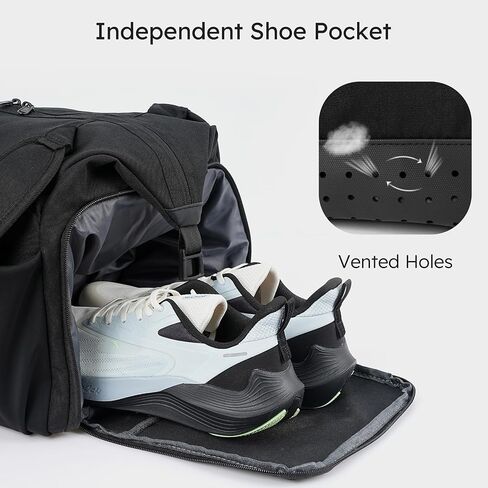 Gym Bag with Shoes Compartment and Wet Pocket Convertible Duffle Bag and Gym Backpack Waterproof Sports Bag with 2 Bottle Holders Multipurpose Weekender Overnight Backpack for Men - Black in Kuwait