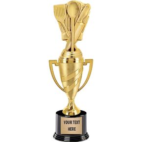 Crown Awards Cooking Trophy, 14" Gold Cup Chef Hat Cooking Trophies, Enter Your Own Engraving Prime
