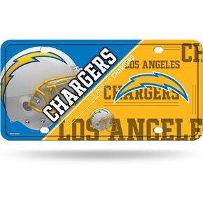 Rico Industries NFL Los Angeles Chargers Split Metal Auto Tag 8.5" x 11" - Great for Truck/Car/SUV