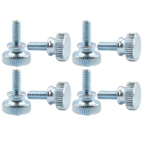 LBY 30pcs Knurled Hand Screw, M4 x 10mm Flat Knurled Head Fully Threaded Thumb Screws(Double Layer Step), Carbon Steel Galvanize