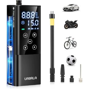 منفاخ الإطارات، ضاغط هواء محمول 2 في 1، مضخة إطارات لاسلكية أسرع 2X مع مقياس ضغط الإطارات، شاحن USB سريع، مضخة هواء مع ضوء LED للسيارة والدراجات والدراجات النارية والكرة (محدثة) in Kuwait