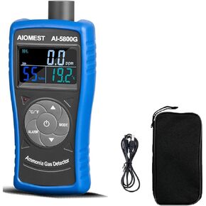 Ammonia Gas Detector, 0~100PPM NH3 Air Concentration Tester, AIOMEST Amoniaco Meter Humidity Temp Reader with Alarm for Home Decoration, Poultry Farm, Industry AI-5800G