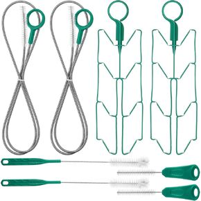 2 Packs Hydration Bladder Cleaning Kit, 8 in 1 Water Bladder Cleaning Brush Kit Includes Flexible Long Bladder Brush for Hose Small Bite Valve Brush Big Brush Drying Collapsible for Bladder (Red)