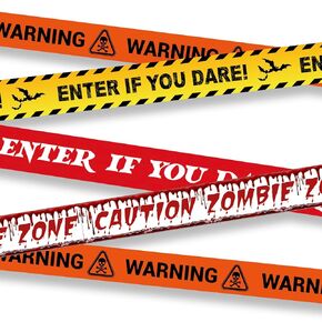 4 Pcs Halloween Caution Tape, Halloween Fright Tape Bundle 3 inch * 120 ft, Creepy Scary Decoration Tape, Scary Blood Handprint Warning Tape, Halloween Fright Warning Strips for Halloween Decorations