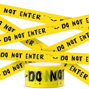 Halloween Decorations Caution Tape, Halloween Caution Tape Self Adhesive Yellow Warning Tape for Halloween Decorations Birthday Party Workplace Zombie Banner Door - 82.02ft x 1.89"