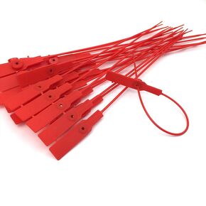 100PCS Plastic Seal Adjustable Length Seal Plastic Seals for Logistics Pull Tight Plastic Seals, Yellow