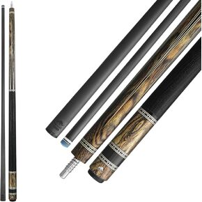 RHINO RETRO Pool Cue - Cocobolo, Bocote, Ebony, Snakewood, Thuya - Lizard Embossed Microfiber Leather Wrap & Point - 3/8-8 Joint - 12.5 mm Tip Diameter