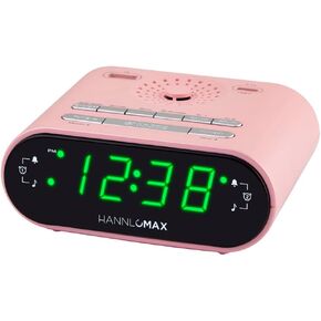 HANNLOMAX HX-158CR Alarm Clock Radio, FM Radio, 0.6" LED Display, 1 USB Port for 1A Charging & 1 USB Port for 2.4A Type-C Charging, AC Operation only (White)