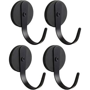 Black Magnetic Hooks Wreath Hanger Fridge Magnets for Hanging Towel Coat Cruise Hooks Kitchen Frontdoor Outdoor 4 Packs