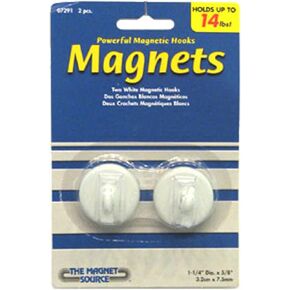 Master Magnetics 07291 White Magnet Hook 2 Count