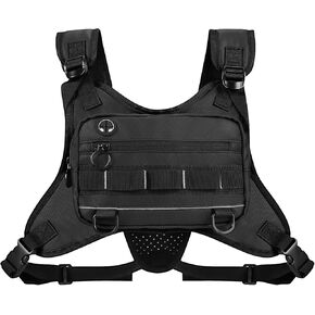 Running Vest Sports Chest Bag - Water-Resistant, Lightweight Front Running Vest with Built-In Phone Storage & Extra Compartments, Ideal for Workouts and Cycling in Black.