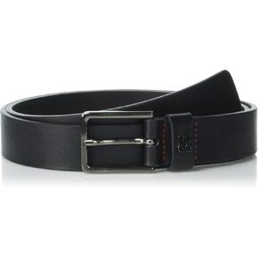 HUGO mens Stacked Logo Thin Buckle Leather BeltBelt