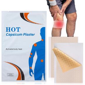 50 pcs Capsaicin Patches, Hot Capsicum Patch, 7.09"" * 4.72"" Natural Heat Patches Plaster, Long-Lasting Warming Relief for Knee, Neck, Shoulder, Lumbar, Back, White