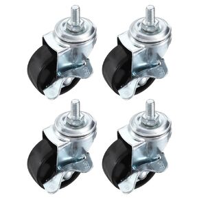 PATIKIL 2 Inch Threaded Stem Casters Wheels with Brake, 4 Pack Locking Swivel Wheels Wire Shelf Caster Wheels 110Lbs Load Capacity for Furniture Shelving Rolling Cart, Black