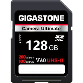 GIGASTONE 128GB 2-Pack SD Card UHS-II V60 U3 SDXC Memory Card High Speed Read up to 280MB/s 4K Ultra HD UHD Video for DSLR Canon Nikon Sony Pentax Olympus Panasonic Digital Camera, with 2 Mini Cases