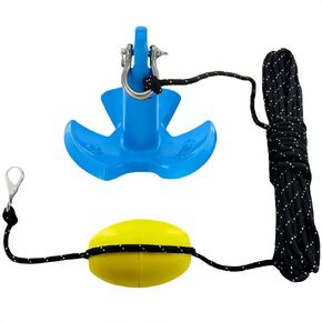 Marine River Anchor Kit 12 lb Blue PE Coated Kayak Anchor Accessories with 50 ft Rope for Fishing Kayaks, Canoe, Jet Ski, SUP Paddle Board and Small Boats