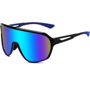 FEISEDY Sports Sunglasses for Men and Women,Oversized One Piece Reflective Lens Cycling Sunglasses B0178