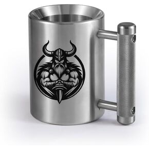 Dumbbell Cup Heavy Mug (8KG/18lbs) Stainless Steel Weightlifting Mug for water, tea, coffee drinks, Durable workout dumbbell cup for Gym fitness training, Funny Game Gift Sports equipment