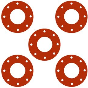 Sterling Seal CFF7237.800.125.150X5 7237 Red Rubber Full Face Gasket, 8.62" ID, 8" Pipe Size, 1/8" Thick, Pressure Class 150# (Pack of 5)