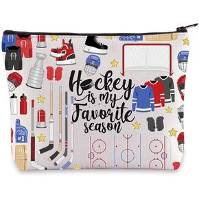 WZMPA Funny Hockey Cosmetic Bag Hockey Player Gift Hockey Is My Favorite Season Makeup Zipper Pouch Bag Hockey Sports Merchandise (Hockey Season)