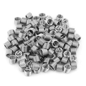 YWBL-WH 100 PCS 304 Stainless Thread Inserts Steel Sheath Thread Repair Insert Assortment Kit Screw Wire Sleeve M6x1.0x1.5D