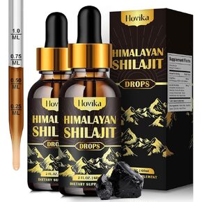 (2 Pack) Pure Himalayan Shilajit Resin Supplement, Shilajit Liquid Drops 600mg Golden Shilajit with Fulvic Acid & 85+ Trace Minerals, Organic Ayurvedic Blend for Energy, Strength, Immunity Support
