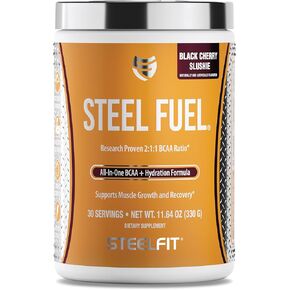 SteelFit Steel Fuel BCAA + Electrolyte Powder | Sugar-Free 2:1:1 Amino Acids Formula | Watermelon Lemonade, 30 Servings | No Crash Workout Hydration, Muscle Growth & Recovery