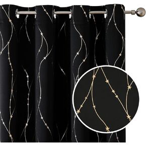SMILE WEAVER Royal Blue Blackout Curtains for Bedroom 72 Inch Long 2 Panels Set,Light Blocking Thermal Insulated Room Darkening Curtains,Silver Print Design Living Room Window Drapes