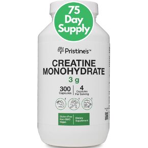 PRISTINE'S Creatine Monohydrate 3000MG Muscle Growth Support Supplement Capsules - 75 Day Supply - No Bloat -Athletic Performance & Cognitive Function Support - Enhanced Recovery