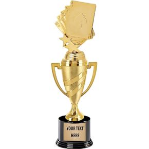 Crown Awards Poker Trophy, 13" Gold Cup Poker Trophies with Custom Engraving Prime