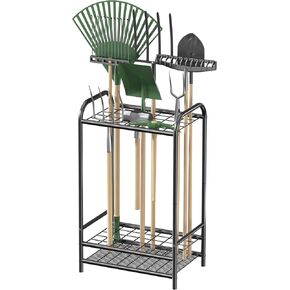 Metal Garden Tool Organizer - Yard Tool Organizer Up to 35 Long-Handled Tools - Heavy Duty Garden Tool Storage Yard Tool Holder for Brooms Rakes and Shovels in Garage Yard and Shed.
