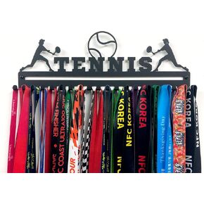 Unique Metal Wall Mount 'Soccer' Sports Medal Hanger - Lanyard Ribbon Display Holder Rack with Medal Hooks - Great Gift (Girls) - Black