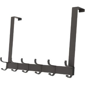 Over The Door Hooks, Adjustable Over Door Towel Racks, Silent Door Hanger with 6 Double Hooks for Clothes Hats Towels Bags, Heavy Duty Door Hanger for Bedroom Kitchen