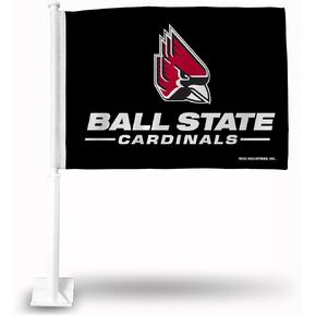Rico Industries Ball State Cardinals Alternate Double Sided Double Sided Car Flag - 16" x 19" - Strong Pole that Hooks Onto Car/Truck/Automobile