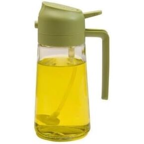 2-in-1 glass oil pot, oil spraying and pouring integrated, 15 ounce olive oil dispenser bottle used for cooking air fryers, frying, barbecues