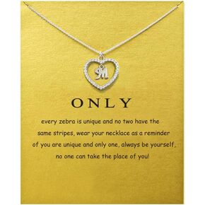 Heart Initial Necklace for Women Dainty Personalised Silver Necklaces Cute Letter A-Z Name Pendant Necklaces CZ Jewelry Message Card Gifts