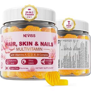 فيتامينات متعددة للنساء والشعر والبشرة والأظافر مع 5000 ميكروجرام من البيوتين والكولاجين والكيراتين وحمض الهيالورونيك وفيتامين A وB المركب وC وD وE والزنك | مكمل فيتامينات خالي من السكر، عدد 120 in Kuwait