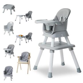 8 in 1 Highchairs for Babies and Toddlers,Nookbeya Baby High Chair Convertible High Chair for Baby,Kids Learning Table,Building Block Table,Kids Stool Table Chair Set with Removable Tray(Grey)