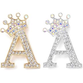 Brooches and Pins for Women Letter Brooch Pins for Socks Rhinestone Initial Lapel Pin Charms Gold Brooch Pins for Socks Clothing Backpacks Fashion Jewelry Gift for Women Men