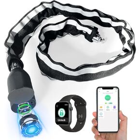 Eseesmart Bike Chain Lock, Fingerprint Bike Locks Heavy Duty Anti Theft, 3.28 Feet Security Bike Locks with APP, Waterproof Smart Cable Lock for Bike, Bicycle, Scooter, Motorcycle, Door, Gate, Fence