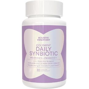 CoLymph® Daily Synbiotic UPGRADED 24 Strains, 65 Billion CFU, High Potency Prebiotics + Probiotics | Non-Dairy, Supports Gut Health, Digestion, Bloating, Mood, 30 Vegan Capsules