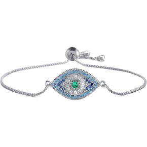 NEWBUY Trendy Gold Plated Turkish Evil Eye Bracelet Pave CZ Blue Eye Gold Chain Bracelet Adjustable Female Party Jewelry