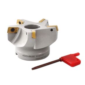Accusize Industrial Tools 75 Degree Indexable Face Mill with 6 Pcs Apkt1604 Carbide Inserts, 4'' Cutting Diameter by 1-1/2'' Arbor Hole, 0028-2603