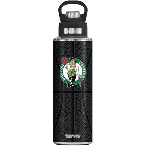 Tervis Triple Walled NBA Boston Celtics Leather Insulated Tumbler Cup Keeps Drinks Cold & Hot, 24oz Wide Mouth Bottle, Stainless Steel