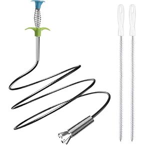 35.5inch Flexible Hair Drain Clog Remover Tool(1pcs), 17.8inch Cleaning Brush(2pcs), Hair Catcher Drain Auger Cleaner Tool Set for Pipe, Toilet, Kitchen Sink, Bathroom Tub, Sewer, (2+1)