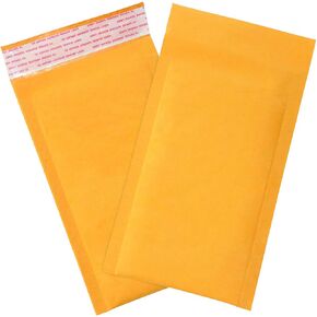 BOX USA BB851SS25PK Self-Seal Bubble Mailers, 000, 4" x 8", Kraft (Pack of 25)
