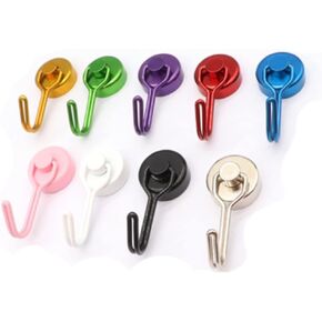 9Pack Colorful Swivel Magnetic Hook - Heavy Duty Neodymium Magnets for Refrigerator Door Key BBQ Grill Locker Coat Powerful Magnetic Wreath Hanger Strong Magnetic Hooks for Cruise Cabins (KNG16)